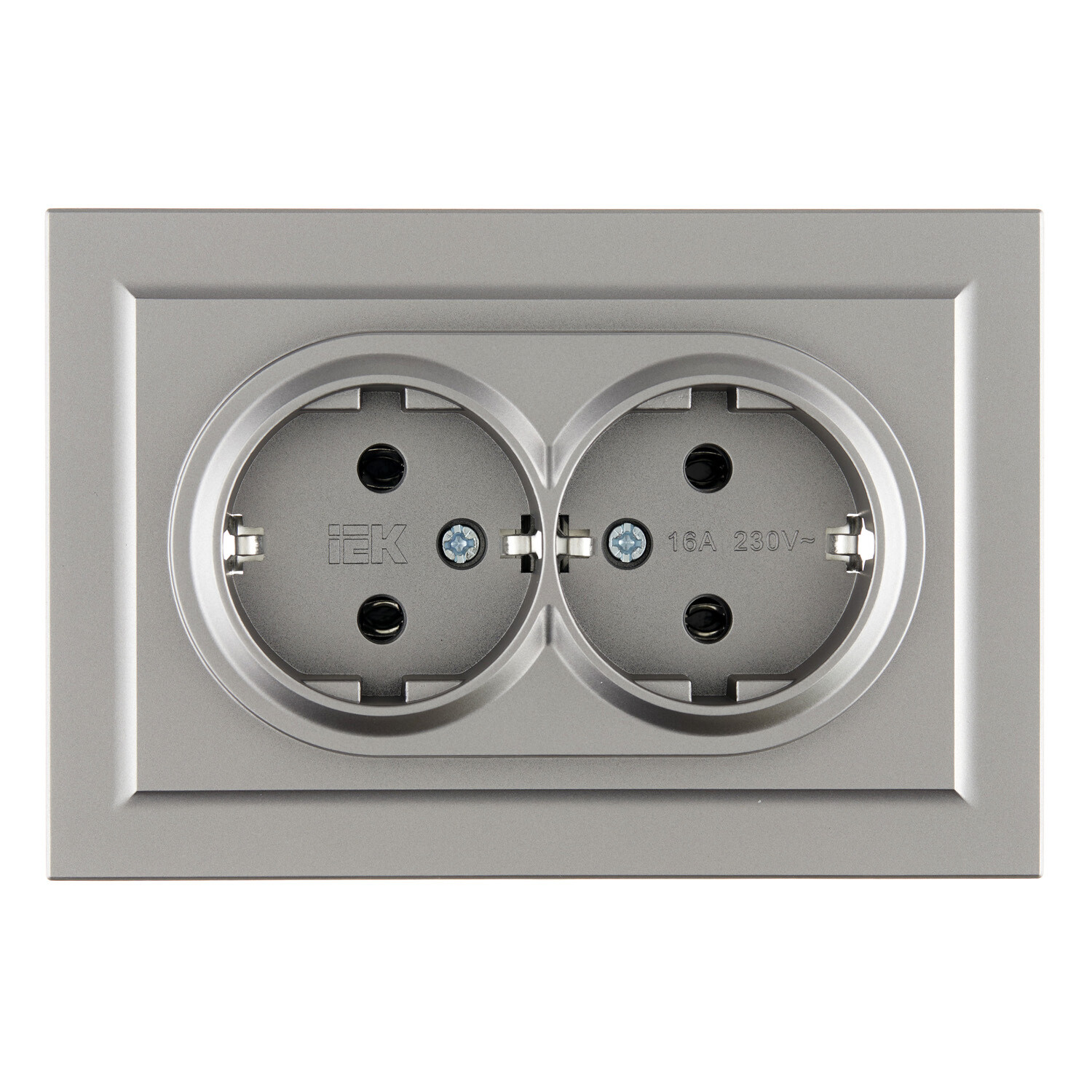 Изображение товара Розетка IEK Brite РС12-3-БрС встраиваемая сталь серия Brite