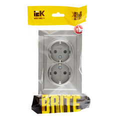 Розетка IEK Brite РС12-3-БрС встраиваемая сталь (BR-R21-16-K46-F) - фото 3