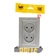 Розетка IEK Brite РС12-2-БрС встраиваемая сталь (BR-R20-10-K46-F) - фото 3
