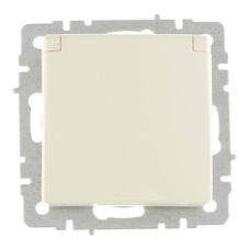 Розетка IEK Brite РСбш10-3-БрКр встраиваемая бежевая со шторками (BR-R16-16-K10)