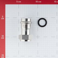 Соединитель VALTEC (VTi.908.I.002205) 22 мм х 3/4 ВР(г) нержавеющая сталь с накидной гайкой - фото 3