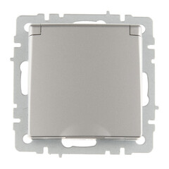 Изображение товара Розетка IEK Brite РСбш10-3-44-БрС встраиваемая сталь со шторками с крышкой (BR-R16-16-44-K46)