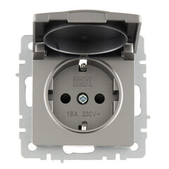 Розетка IEK Brite РСбш10-3-44-БрС встраиваемая сталь со шторками с крышкой (BR-R16-16-44-K46) - фото 5