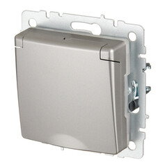 Розетка IEK Brite РСбш10-3-44-БрС встраиваемая сталь со шторками с крышкой (BR-R16-16-44-K46) - фото 4