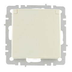 Розетка IEK Brite РСбш10-3-44-БрКр встраиваемая бежевая со шторками с крышкой (BR-R16-16-44-K10) - фото 1