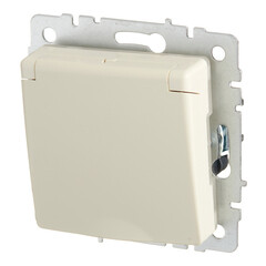 Розетка IEK Brite РСбш10-3-44-БрКр встраиваемая бежевая со шторками с крышкой (BR-R16-16-44-K10) - фото 4