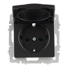 Розетка IEK Brite РСбш10-3-44-БрЧ встраиваемая черная со шторками с крышкой (BR-R16-16-44-K02) - фото 5