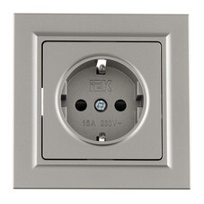 Розетка IEK Brite РСР14-1-0-БрС встраиваемая сталь со шторками (BR-R14-16-K46-F)