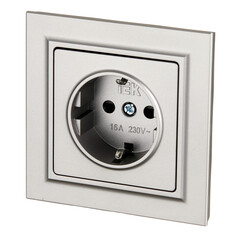 Розетка IEK Brite РСР14-1-0-БрС встраиваемая сталь со шторками (BR-R14-16-K46-F) - фото 4