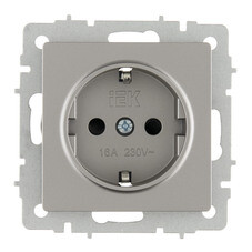 Розетка IEK Brite РС14-1-0-БрС встраиваемая сталь со шторками (BR-R14-16-K46)