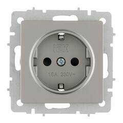 Изображение товара Розетка IEK Brite РС14-1-0-БрС встраиваемая сталь со шторками (BR-R14-16-K46)