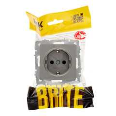 Розетка IEK Brite РС14-1-0-БрС встраиваемая сталь со шторками (BR-R14-16-K46) - фото 3