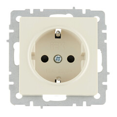 Розетка IEK Brite РС14-1-0-БрКр встраиваемая бежевая со шторками (BR-R14-16-K10) - фото 1