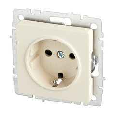 Розетка IEK Brite РС14-1-0-БрКр встраиваемая бежевая со шторками (BR-R14-16-K10) - фото 4