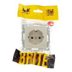 Розетка IEK Brite РС14-1-0-БрКр встраиваемая бежевая со шторками (BR-R14-16-K10) - фото 3