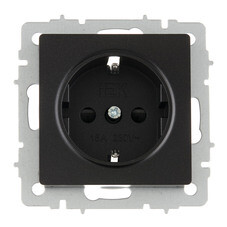 Розетка IEK Brite РС14-1-0-БрЧ встраиваемая черная со шторками (BR-R14-16-K02)