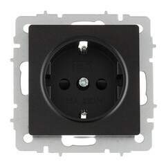 Розетка IEK Brite РС14-1-0-БрЧ встраиваемая черная со шторками (BR-R14-16-K02) - фото 1