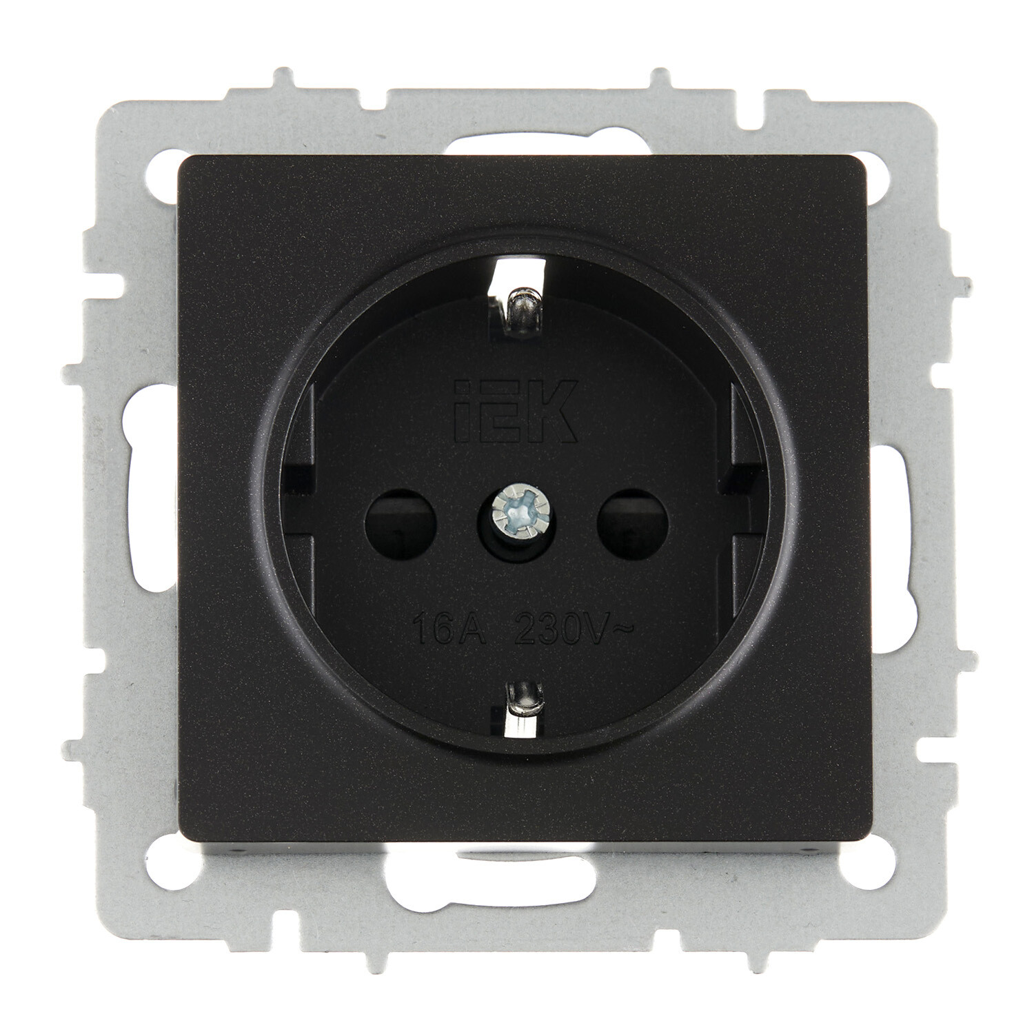 Изображение товара Встраиваемая черная розетка IEK Brite с шторками РС14-1-0-БрЧ