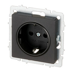 Розетка IEK Brite РС14-1-0-БрЧ встраиваемая черная со шторками (BR-R14-16-K02) - фото 4