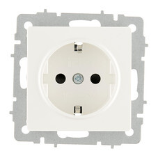 Розетка IEK Brite РС14-1-0-БрБ встраиваемая белая со шторками (BR-R14-16-K01)