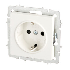 Розетка IEK Brite РС14-1-0-БрБ встраиваемая белая со шторками (BR-R14-16-K01) - фото 4