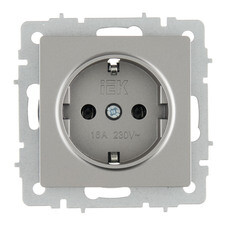 Розетка IEK Brite РС11-1-0-БрС встраиваемая сталь (BR-R11-16-K46)
