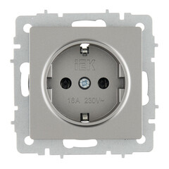 Розетка IEK Brite РС11-1-0-БрС встраиваемая сталь (BR-R11-16-K46) - фото 1
