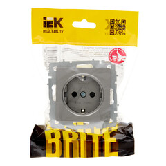 Розетка IEK Brite РС11-1-0-БрС встраиваемая сталь (BR-R11-16-K46) - фото 3