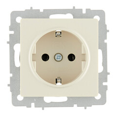 Розетка IEK Brite РС11-1-0-БрКр встраиваемая бежевая (BR-R11-16-K10) - фото 1