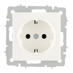 Розетка IEK Brite РС11-1-0-БрБ встраиваемая белая (BR-R11-16-K01) - фото 1