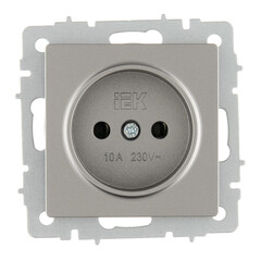 Розетка IEK Brite РС10-1-0-БрС встраиваемая сталь (BR-R10-10-K46) - фото 1
