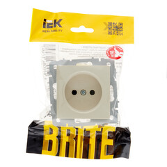 Розетка IEK Brite РС10-1-0-БрКр встраиваемая бежевая (BR-R10-10-K10) - фото 3