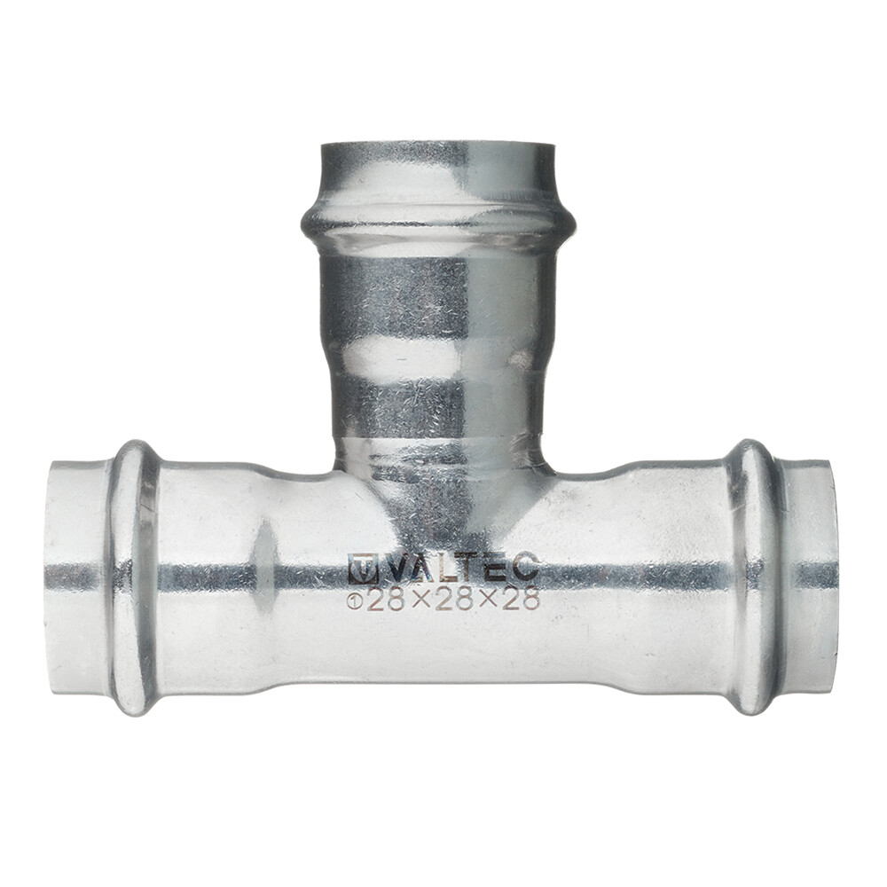 Изображение товара Тройник Valtec для стальных труб 28 мм нержавеющая сталь Обжим Тройник для систем водоснабжения