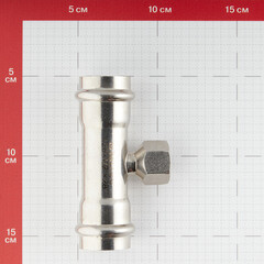Тройник Valtec (VTi.932.I.280428) 28 мм х 1/2 ВР(г) х 28 мм нержавеющая сталь - фото 3
