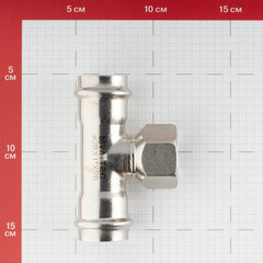 Тройник Valtec (VTi.932.I.280628) 28 мм х 1 ВР(г) х 28 мм нержавеющая сталь - фото 3