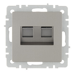 Изображение товара Розетка телефонная/компьютерная IEK Brite РК-Т12-БрС встраиваемая сталь (BR-KT20-O-1-K46)