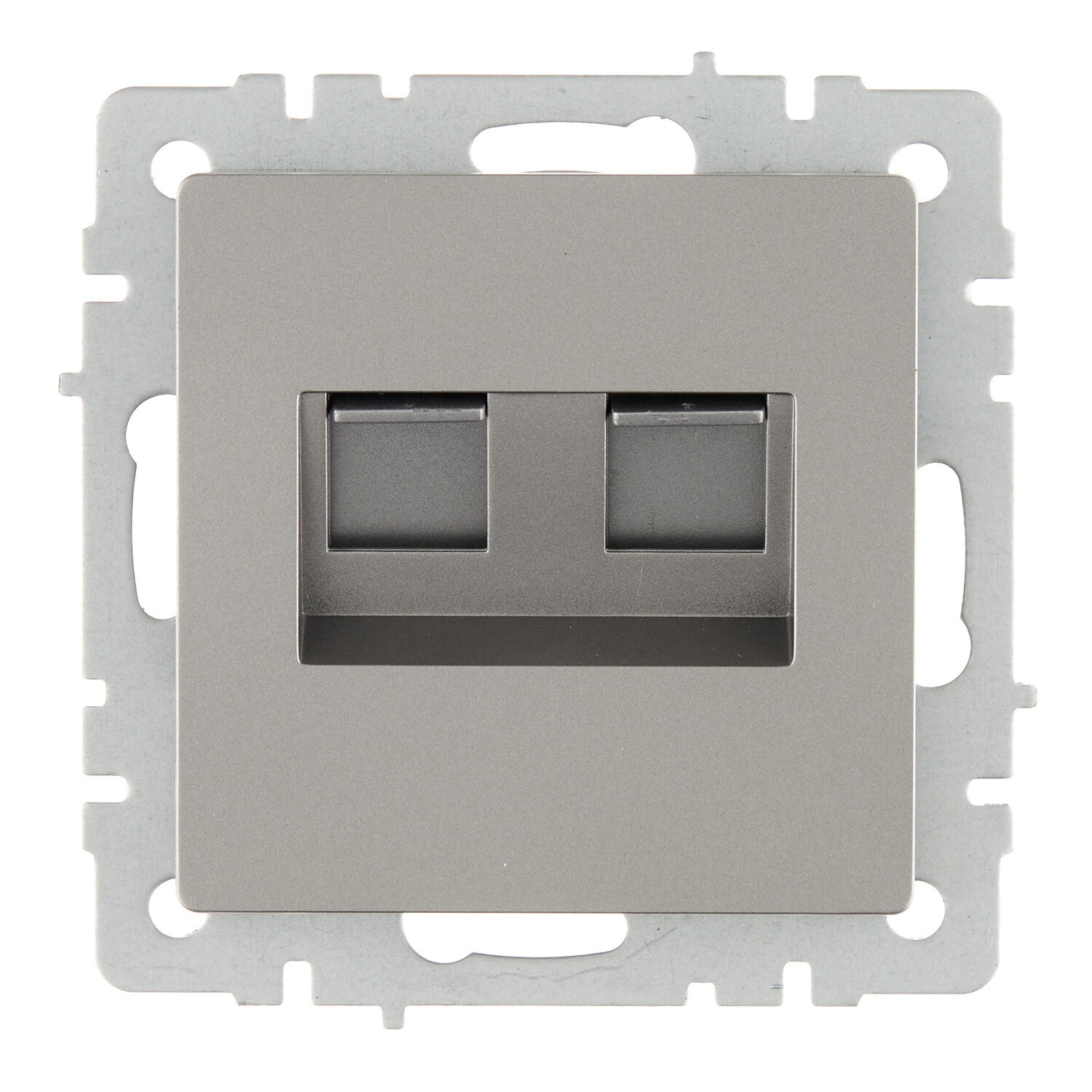 

Розетка телефонная/компьютерная IEK Brite РК-Т12-БрС встраиваемая сталь (BR-KT20-O-1-K46)