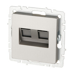 Розетка телефонная/компьютерная IEK Brite РК-Т12-БрС встраиваемая сталь (BR-KT20-O-1-K46) - фото 4