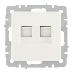 Розетка телефонная/компьютерная IEK Brite РК-Т12-БрБ встраиваемая белая (BR-KT20-O-1-K01) - фото 1