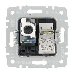 Розетка телефонная/компьютерная IEK Brite РК-Т12-БрБ встраиваемая белая (BR-KT20-O-1-K01) - фото 5