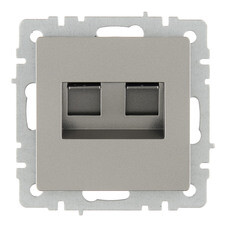 Розетка компьютерная IEK Brite РК10-2-БрС встраиваемая сталь 2хRJ45 (BR-K20-1-K46)