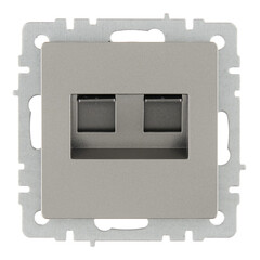 Изображение товара Розетка компьютерная IEK Brite РК10-2-БрС встраиваемая сталь 2хRJ45 (BR-K20-1-K46)