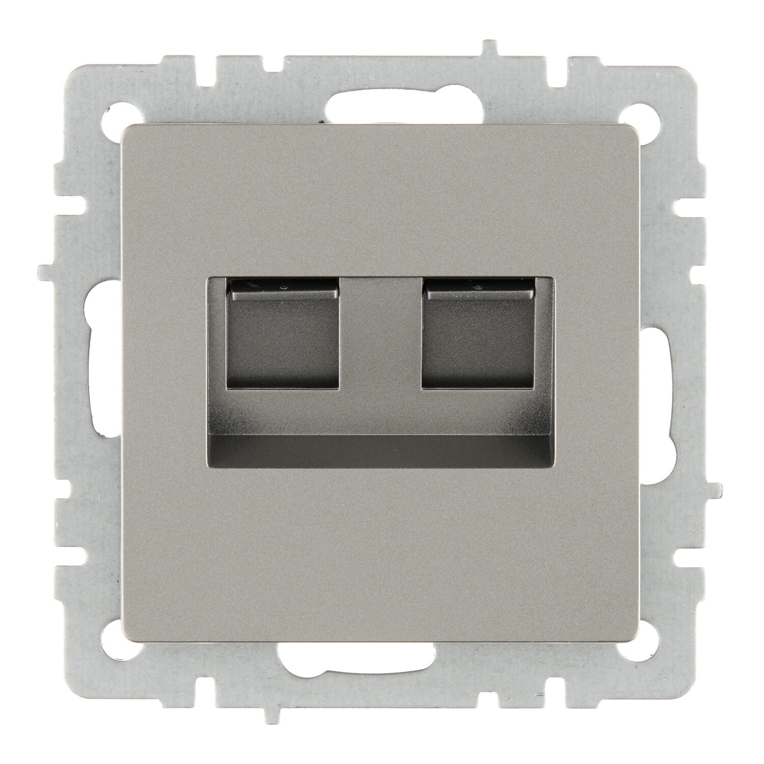 

Розетка компьютерная IEK Brite РК10-2-БрС встраиваемая сталь 2хRJ45 (BR-K20-1-K46)