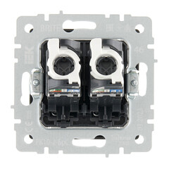 Розетка компьютерная IEK Brite РК10-2-БрС встраиваемая сталь 2хRJ45 (BR-K20-1-K46) - фото 5