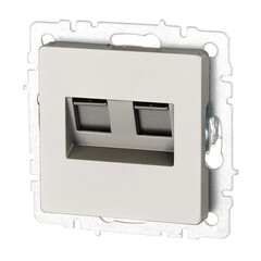 Розетка компьютерная IEK Brite РК10-2-БрС встраиваемая сталь 2хRJ45 (BR-K20-1-K46) - фото 4