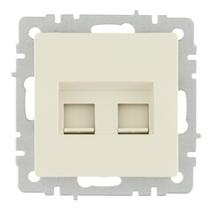 Розетка компьютерная IEK Brite РК10-2-БрКр встраиваемая бежевая 2хRJ45 (BR-K20-1-K10) - фото 1