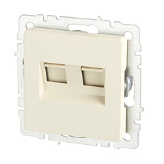 Розетка компьютерная IEK Brite РК10-2-БрКр встраиваемая бежевая 2хRJ45 (BR-K20-1-K10) - фото 4