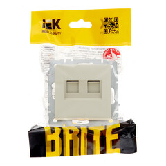 Розетка компьютерная IEK Brite РК10-2-БрКр встраиваемая бежевая 2хRJ45 (BR-K20-1-K10) - фото 3