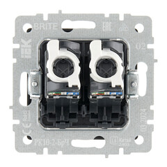 Розетка компьютерная IEK Brite РК10-2-БрЧ встраиваемая черная 2хRJ45 (BR-K20-1-K02) - фото 5