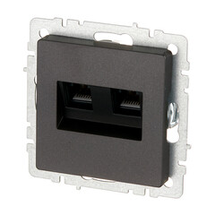 Розетка компьютерная IEK Brite РК10-2-БрЧ встраиваемая черная 2хRJ45 (BR-K20-1-K02) - фото 4